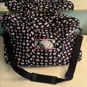 Vera Bradley Black Elephant Print Duffel Bag